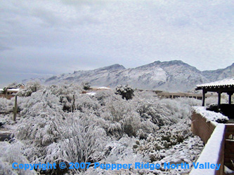 Catalina Mountains covered in snow to the valley floor in Tucson Jan 2007